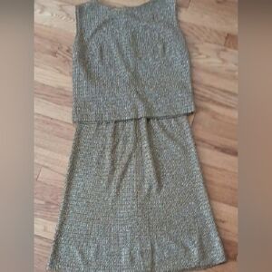 Vintage Gold Metallic Caledonia Two-Piece Skirt Set ■ Size XS or S